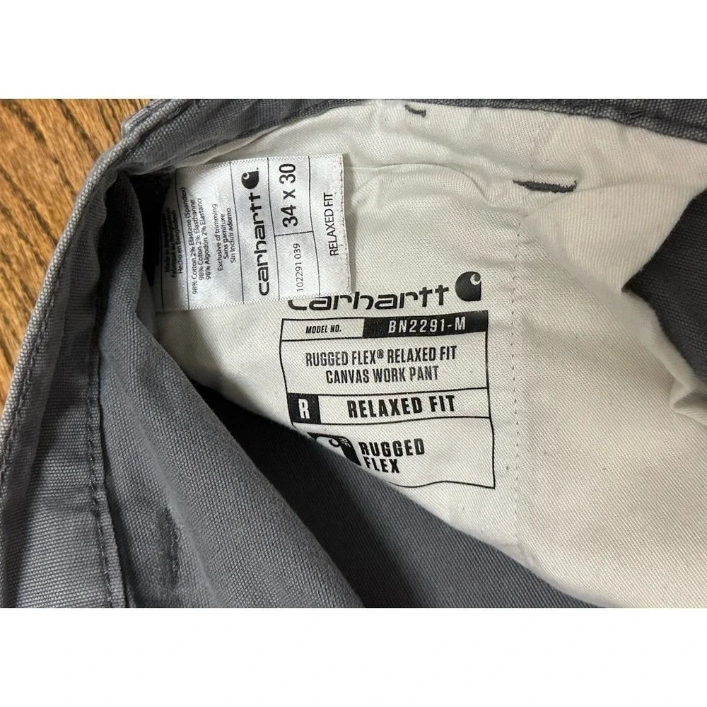 Carhartt Mens Gray Relaxed Fit Rugged Workwear Pants 102291 039 Men's Sz 34x30